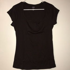 NWT! Dots brown short sleeve blouse w scoop neck